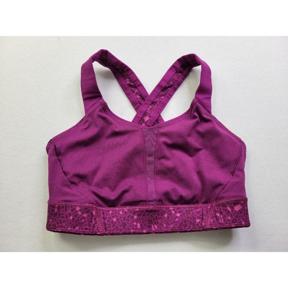 Lululemon Women 4 Purple Layer Sports Bra Wireless Wide Crossback Straps Stretch - Picture 6 of 8